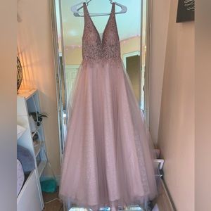 Mauve beaded prom dress with tulle and satin underlay  Aspeed designs